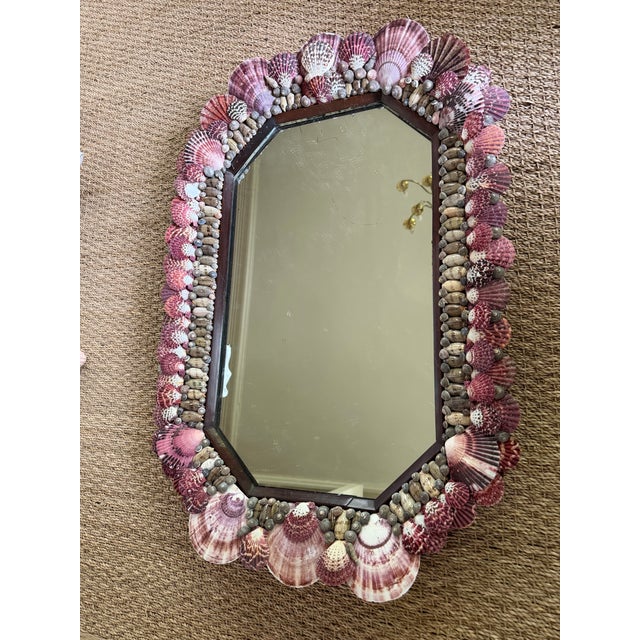 Coastal Antique Mirror With Shells For Sale - Image 3 of 10