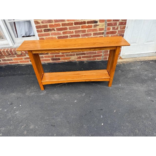 Mission Art & Craft style oak console table Solid wood frame. Wooden nails Sturdy and strong Approximate measures: 54''...