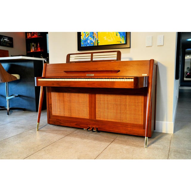 Wood Baldwin Acrosonic Mid-Century Modern Piano & Original Bench | Sculptural Walnut For Sale - Image 7 of 16