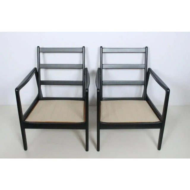 Early Ole Wanscher Ebonized Mahogany Lounge Chairs, 1950's - A Pair For Sale - Image 11 of 13
