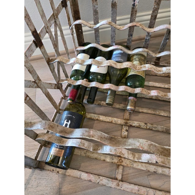 French Vineyard Industrial Painted Metal Antique Wine Rack Bottle Cage For Sale In Dallas - Image 6 of 18