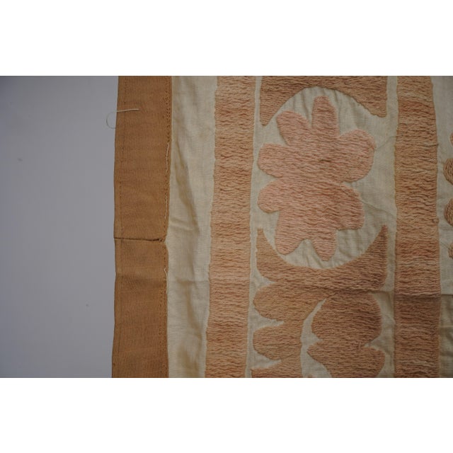 Suzani Tapestry - Faded Uzbek Table Cloth - Tribal Embroidery Wall Decor 4'5'' X 4'6'' For Sale In New York - Image 6 of 13
