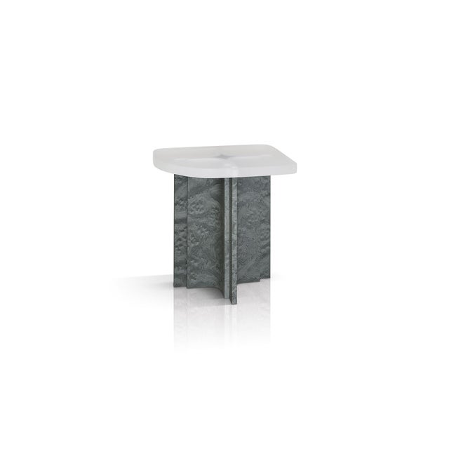 The Fossil Tables are inspired by an unusual combination of archaeology and Mies van der Rohe’s columns in the Barcelona...