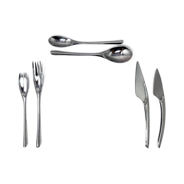 Postmodern Instrumenta Stainless Steel Flatware by Lino Sabattini for Zani & Zani - Service for 8 For Sale - Image 3 of 9