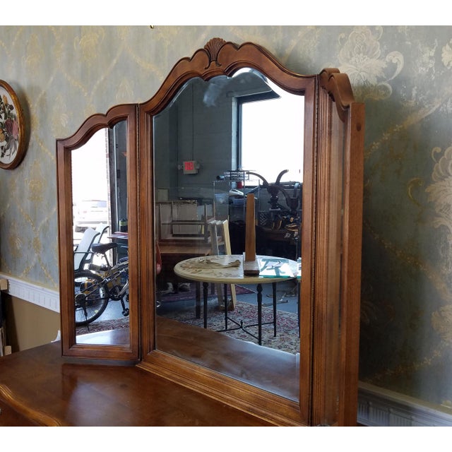 Ethan Allen French Country Bedroom Triple Dresser & TriFold Mirror
