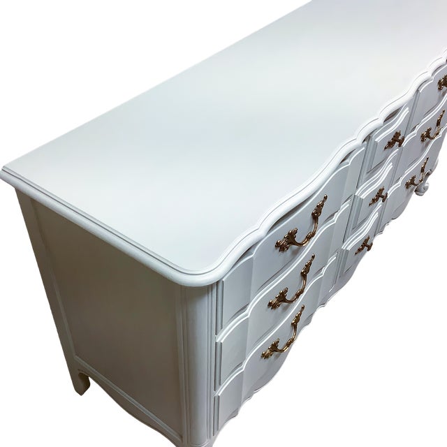 Painted Triple Dresser Thomasville Light Blue Annie Sloan Paint Vintage Cottage For Sale - Image 9 of 9