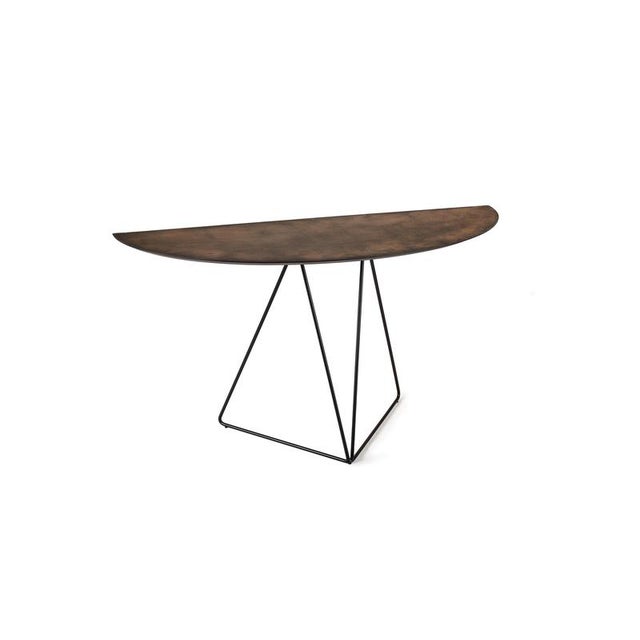 Stone Dark Brown Lama Semi-Ellipse 45140 Console Table Steel Frame by Disain1971 Dimensions: W 140 x D 45 x H 75 cm...