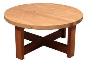 Scandinavian Round Pine Coffee Table, 1970s