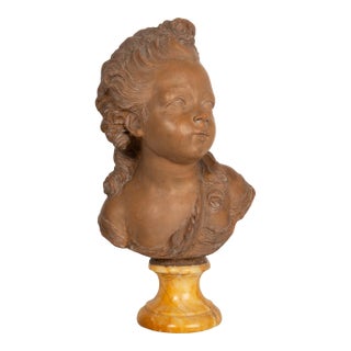 French Antique Terracotta Sculpture Bust of Comtesse D’Artois by Fernand Cian For Sale