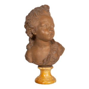 French Antique Terracotta Sculpture Bust of Comtesse D’Artois by Fernand Cian