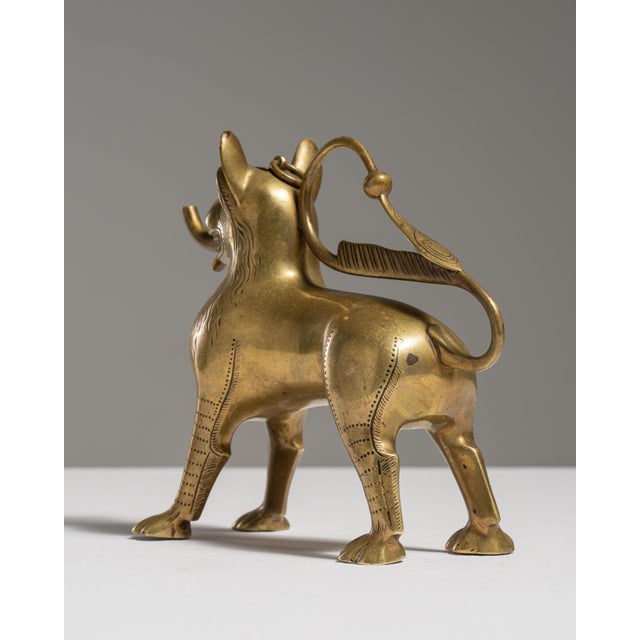 19th Century Brass Lion Aquamanile Oil Lamp For Sale - Image 14 of 15