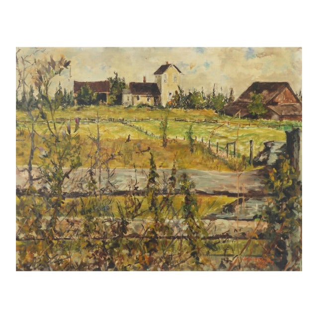 1962 White Farm Olympic Peninsula Washington Landscape Painting For Sale