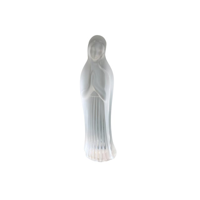 Lalique Vintage Signed Lalique French Crystal Madonna Figurine For Sale - Image 4 of 5