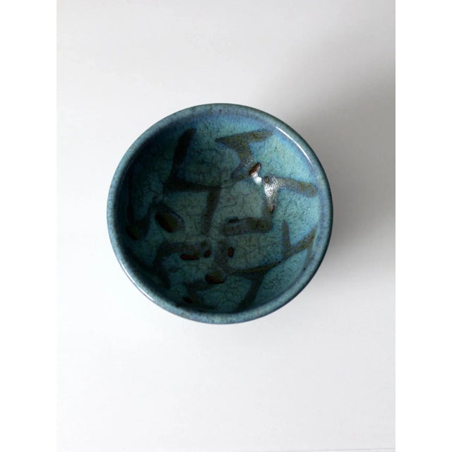 Sky Blue Vintage Studio Pottery Bowl For Sale - Image 8 of 11