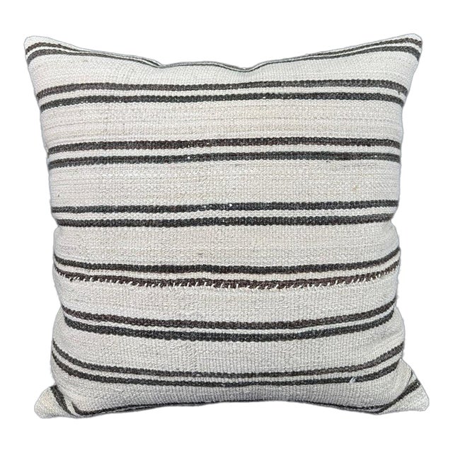 Turkish Hemp Pillow Cushion Natural Beige Dark Brown Pillow Cushion Cover 24x24 For Sale
