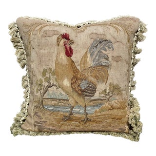 Vintage Gerry Nichol Co. Embroidered Rooster Pillow For Sale