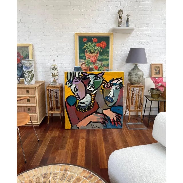 Rolling Stones - Three Heads' acrylic on canvas, by Peter Robert Keil (1985). Big, bold with brash brush strokes painted...