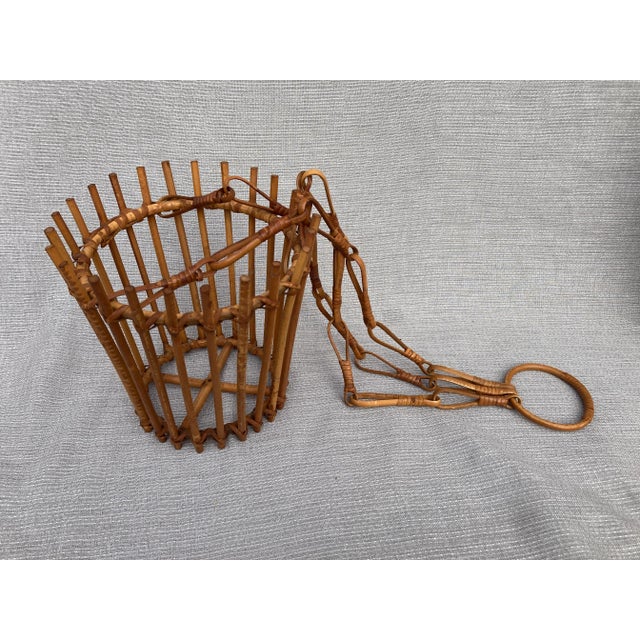 Mid 20th Century Vintage Rattan Hanging Basket For Sale - Image 4 of 10