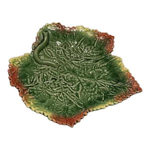Mid 20th Century Majolica Leaf Plate