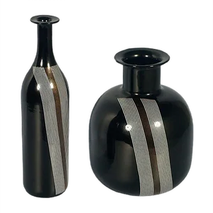 Black Blown Murano Glass Vases, 1960s, Set of 2