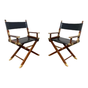 C. 1950s Bespoke Charlotte Horstmann Rosewood and Brass Campaign Chairs - a Pair