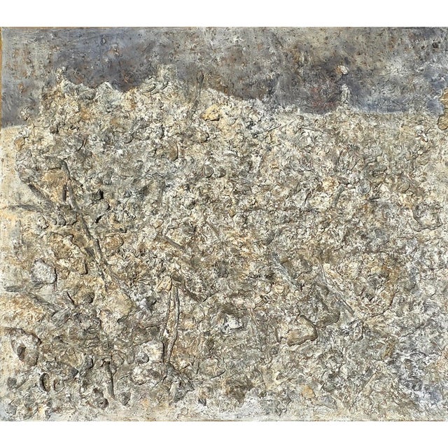 2020s Original Abstract High Relief Neutral Palette Landscape Oil Painting For Sale - Image 5 of 10