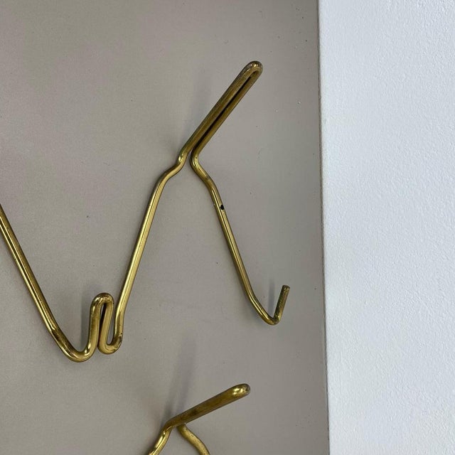 Metal Large Brass Coat Rack with Hooks in the style of Auböck, France, 1950s For Sale - Image 7 of 18