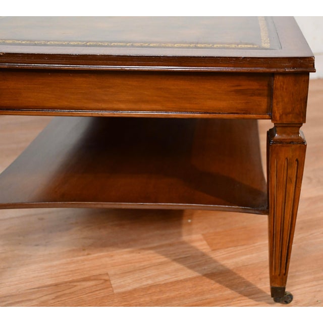1930s English Regency Mahogany & Leather Top Coffee Table For Sale - Image 12 of 14