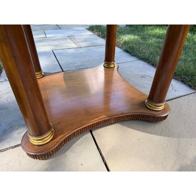 Wood Vintage Baker Large Round Pedestal Extension Dining Table For Sale - Image 7 of 9