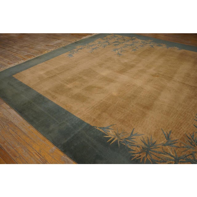 Soothing Camel Background With Soft Color Palmettes Pattern Antique Chinese Art Deco Rug For Sale - Image 11 of 12