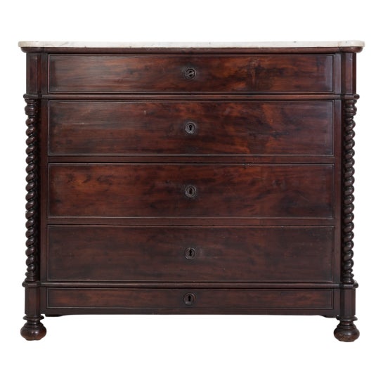 Spanish Walnut and Marble Chest of Drawers For Sale