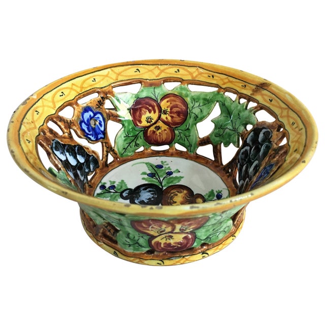 Mid 20th Century 20th Century Decorative Flowers Ceramic Bowl For Sale - Image 5 of 5