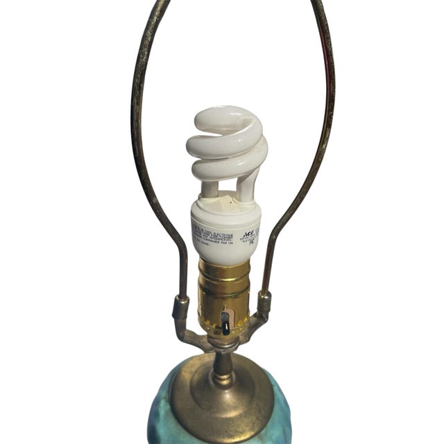 Metal Vintage Pottery Lamp With Gold French Base For Sale - Image 7 of 10