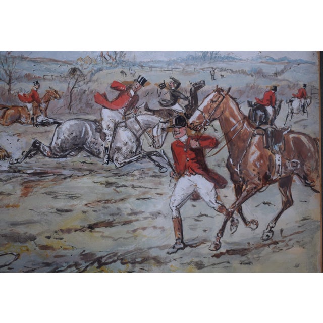Traditional Friend on the Grey: "Hello, Montgomery, Divorced Already?" Fox Hunt Scene Watercolour by George Finch Mason For Sale - Image 3 of 7