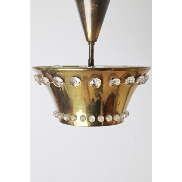 Gold Hollywood Regency Hanging Lamp in Brass and Lead Crystal, Austria, 1950s For Sale - Image 8 of 18