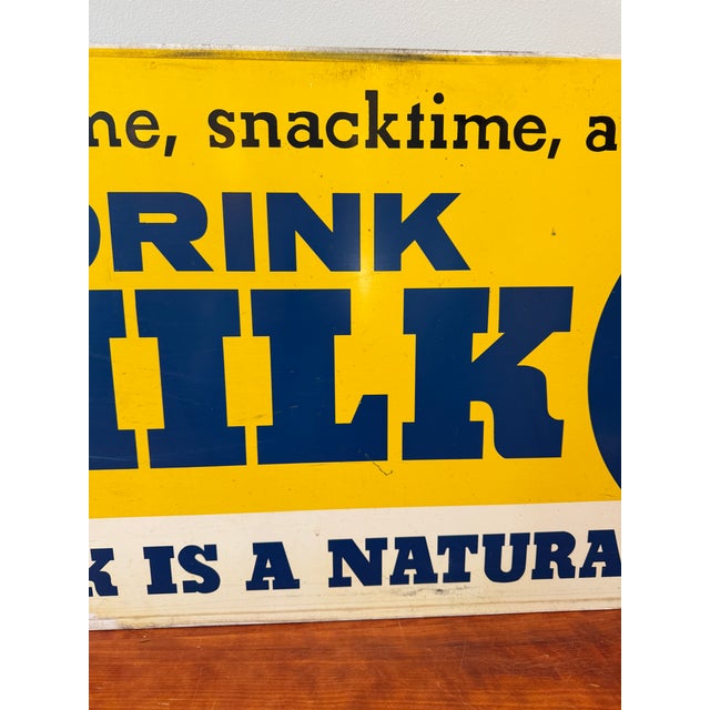 Vintage Connecticut "Drink Milk" Dairy Advertising Metal Sign, 44 Inches For Sale - Image 15 of 18