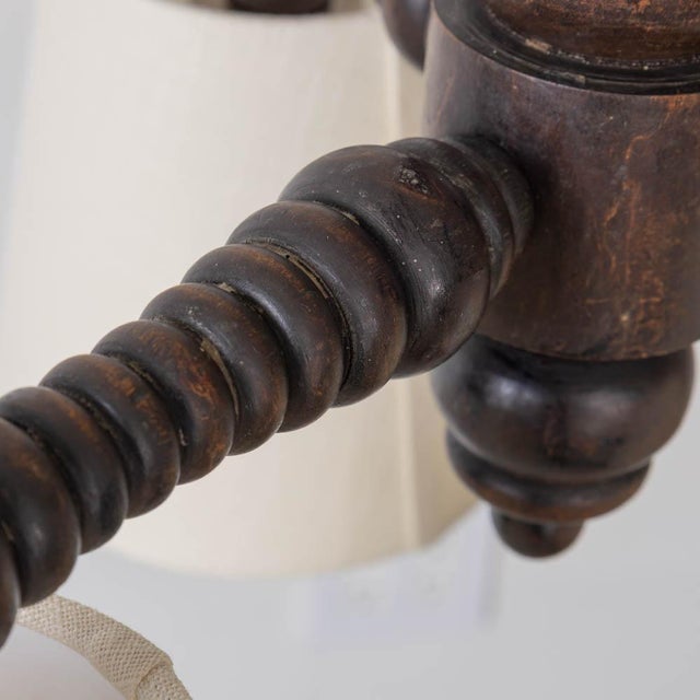 1940s harles Dudouyt French Carved Wood Style Chandelier For Sale - Image 9 of 12