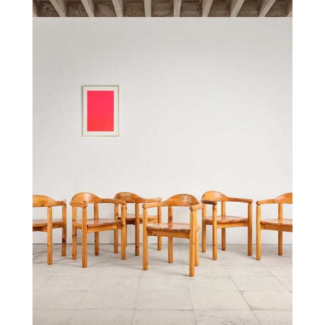 Brutalist Pine Dining Set with Extendable Dining Table and Armchairs by Rainer Daumiller for Hirtshals Savværk, Denmark, 1970s, Set of 7 For Sale - Image 9 of 18