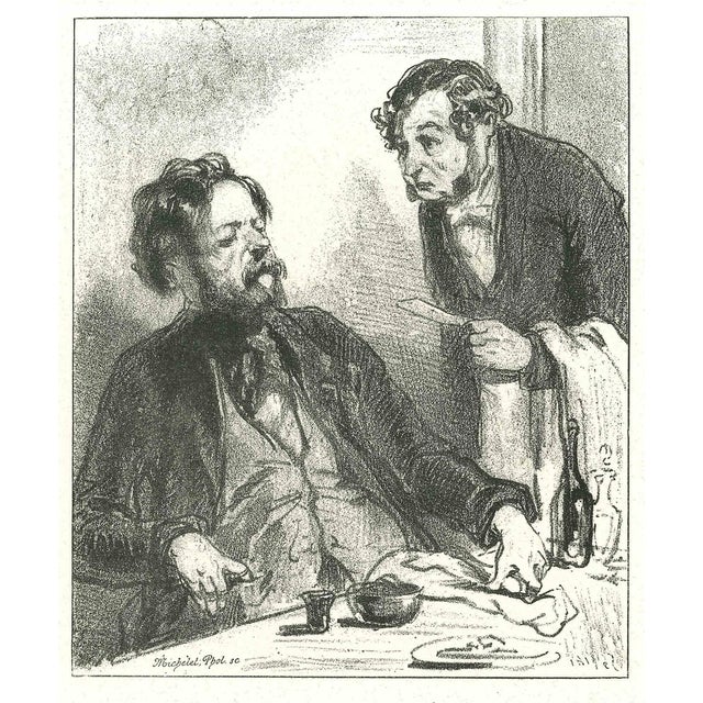 Paul Gavarni, The Bill, Original Lithograph, 1881 For Sale