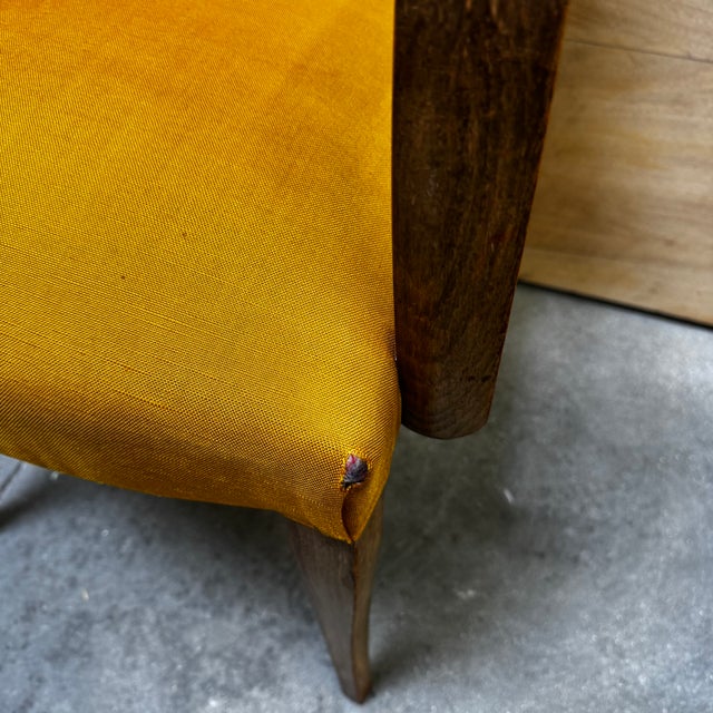 Vintage Bridge Chairs in Mustard Fabric, 1940s, Set of 2 For Sale - Image 9 of 17