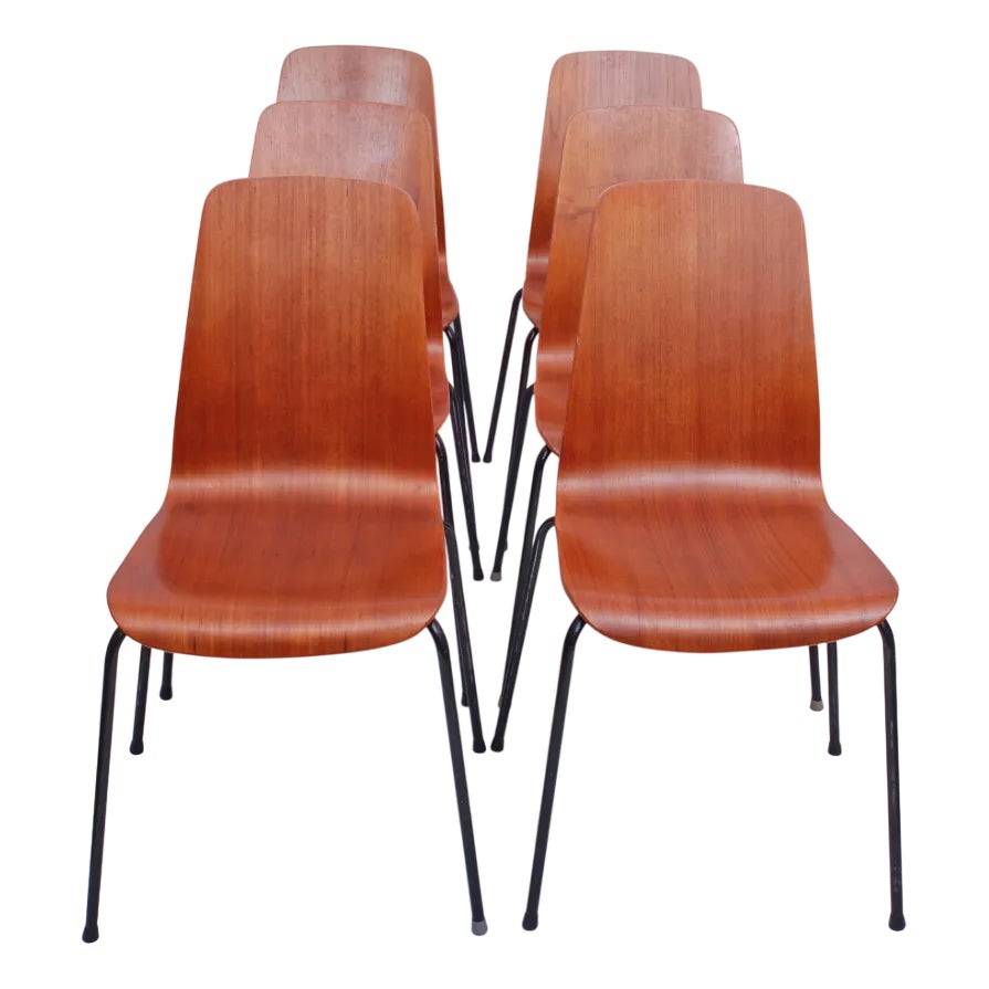 Vintage Plywood Shell and Teak Chairs from Jofa Stalmøbler, Denmark ...