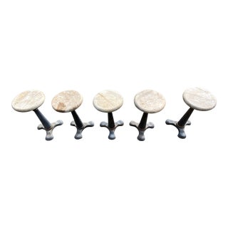 1930s Vintage Industrial Bar Stools - Set of 5 For Sale