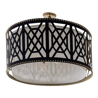 Navy & Gold Drum Pendant by Taylor Burke For Sale