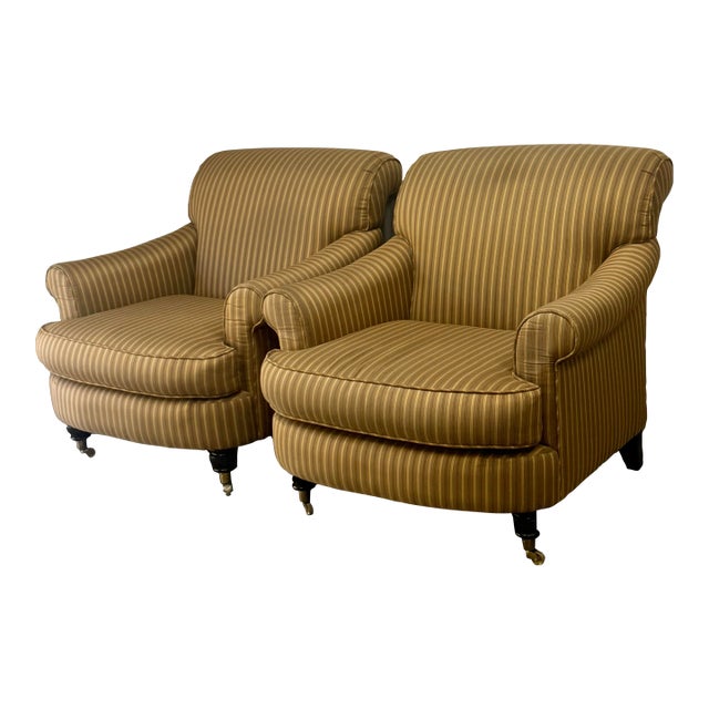 Late 20th Century George Smith Style Upholstered Chairs - A Pair For Sale