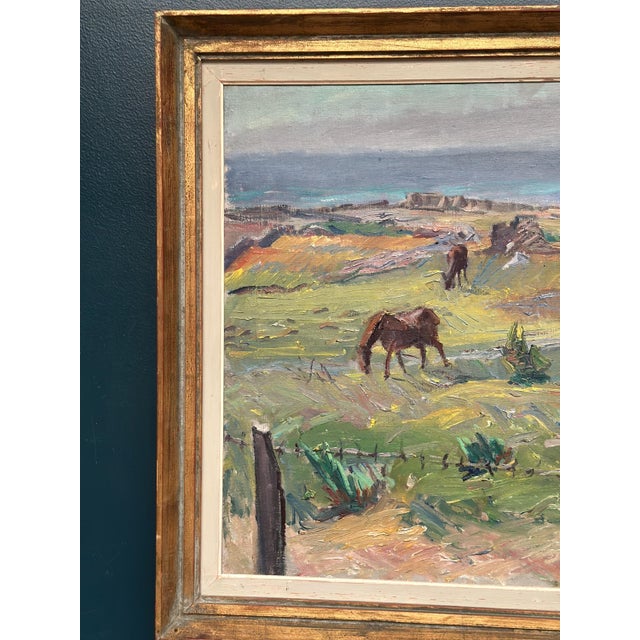 Georg Lodström, Coastal Scene with Horses, 1947, Oil on Canvas For Sale - Image 10 of 18