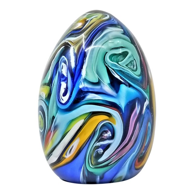 Large Murano Glass Egg Paperweight by Fratelli Toso 1970s Mid Century