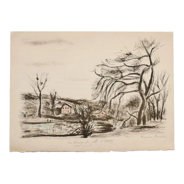 Landscape - Original Lithograph by Pierre Frachon-Forcade - 20th Century 20th Century For Sale
