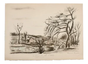 Landscape - Original Lithograph by Pierre Frachon-Forcade - 20th Century 20th Century