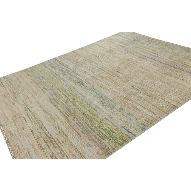 Rug & Kilim Rug & Kilim’s Contemporary Rug With Polychromatic Stripes and Geometric Patterns For Sale - Image 4 of 8
