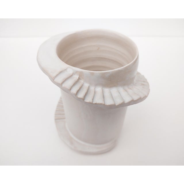 Japanese Ceramic Spiral Staircase Vase in Matte White by Fizzy Ceramics For Sale - Image 3 of 6